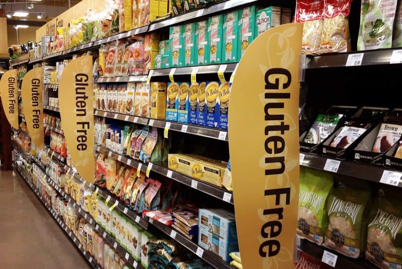 Estantes de supermercado gluten-free