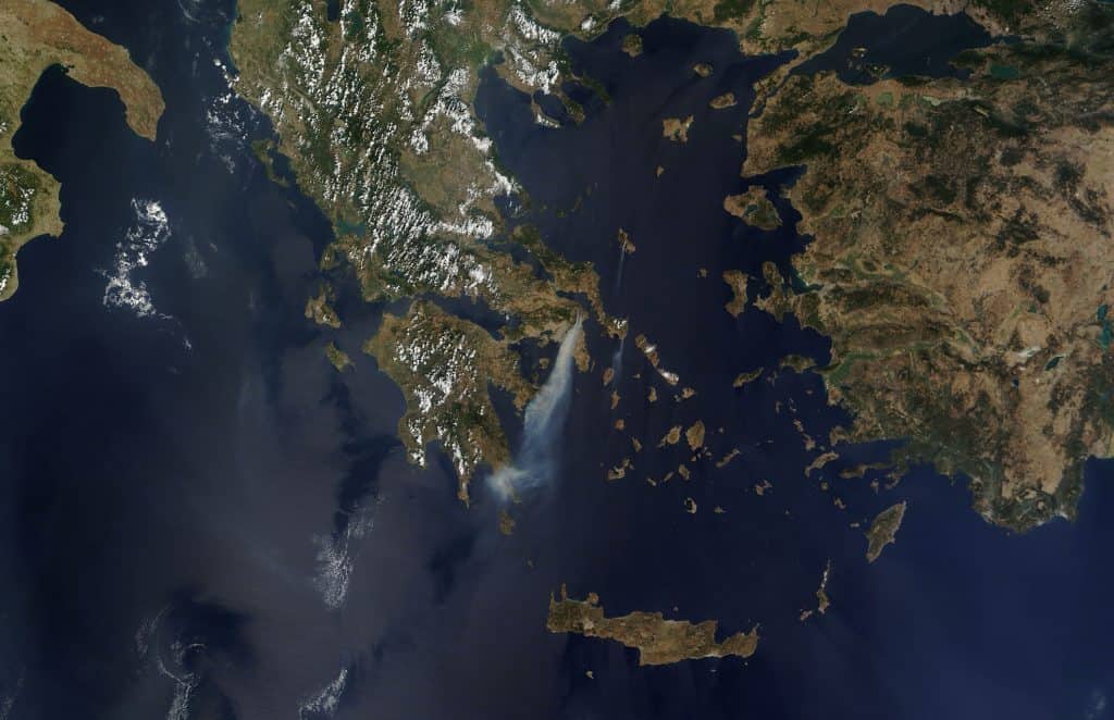 Vista satélite del Mar Egeo