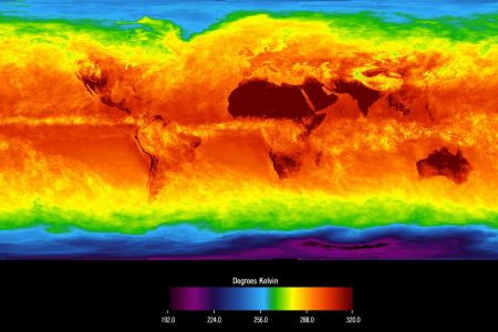 Mapa de temperatura superficie terrestre Abril 2003